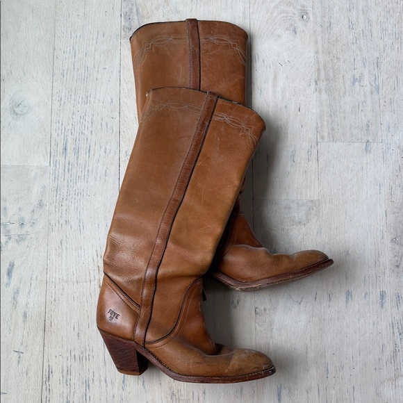 Frye Shoes - Frye Tan Leather Heeled Boots
